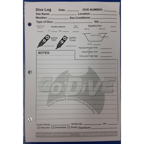 ~ PADI Adventure Log Refill Pages